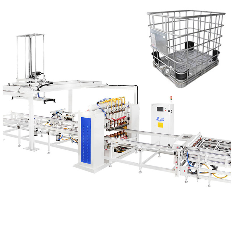 IBC Cage Frame Automatic Hole Making Machine IBC Tote Automatic Welded Wire Mesh Machine