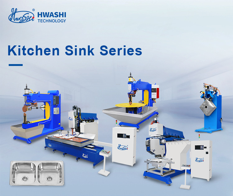 Hwashi Inox SS304 Kitchen Double Sink Seam Welding Machine and Stainless Steel CNC Sink Polishing Machine Grinder
