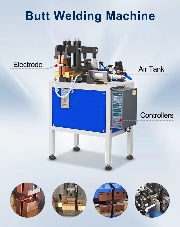HWASHI Wire Diameter 2-8mm Automatic ring making butt welding machine Circle Ring Bar Pneumatic Resistance Butt Welding Machine 2